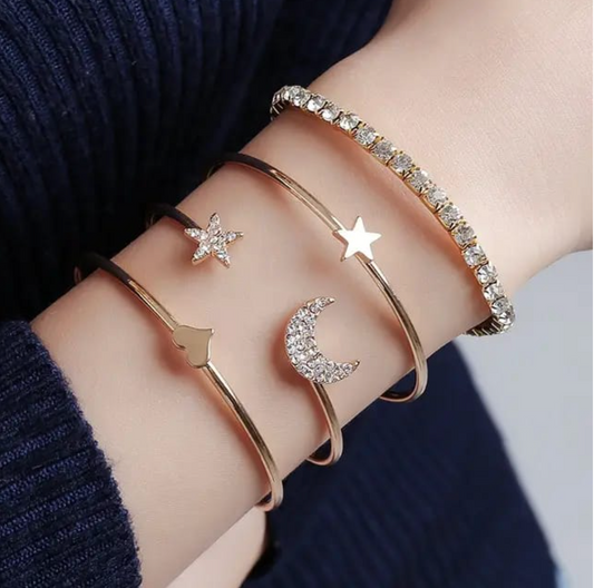 Celestial Charm Gold Bracelet Set