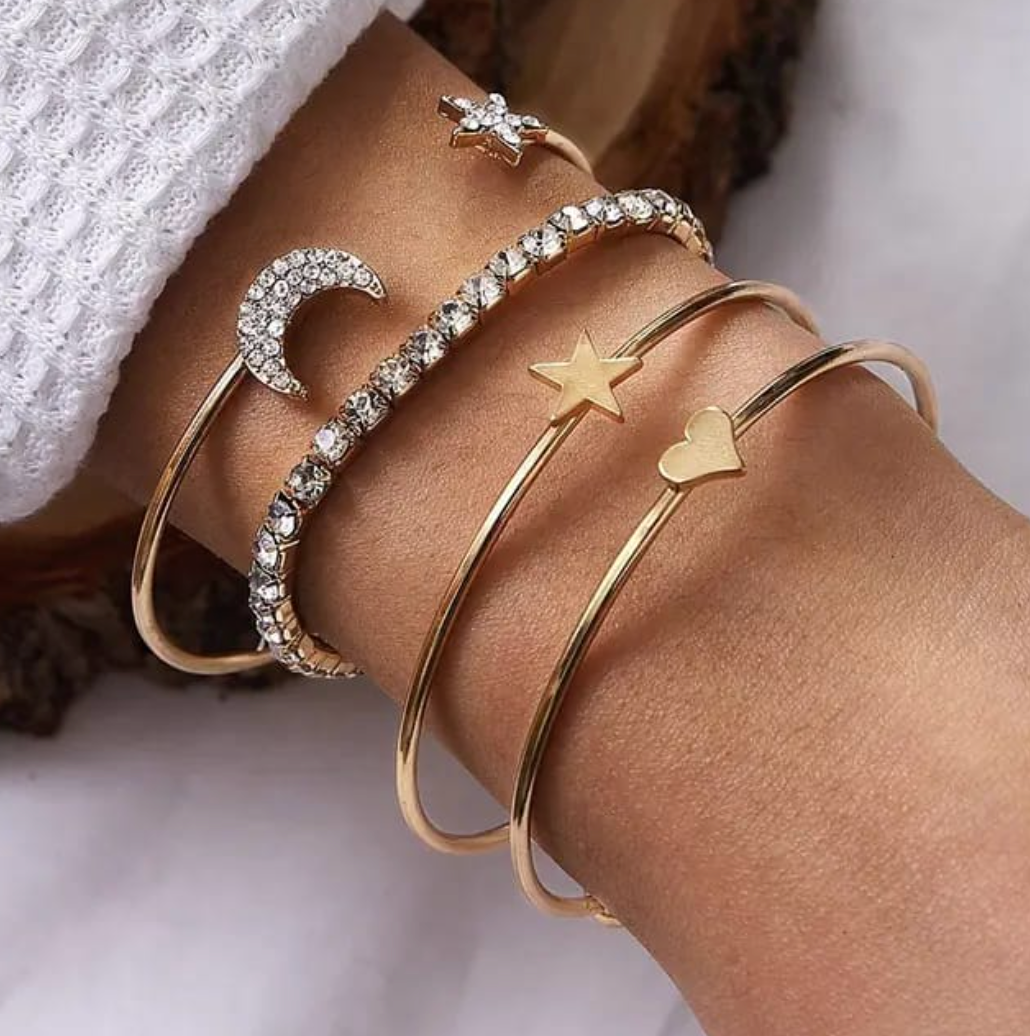 Celestial Charm Gold Bracelet Set