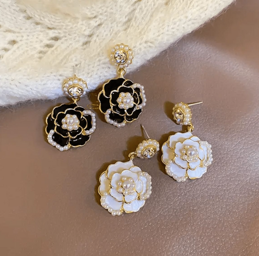 Noir & Pearl Bloom Dangles