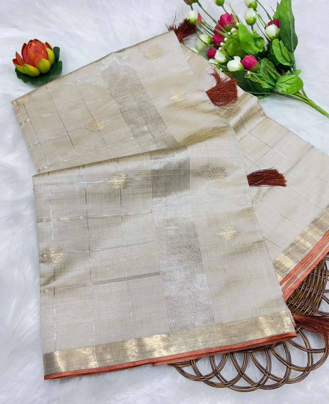 Ivory Tussar Silk