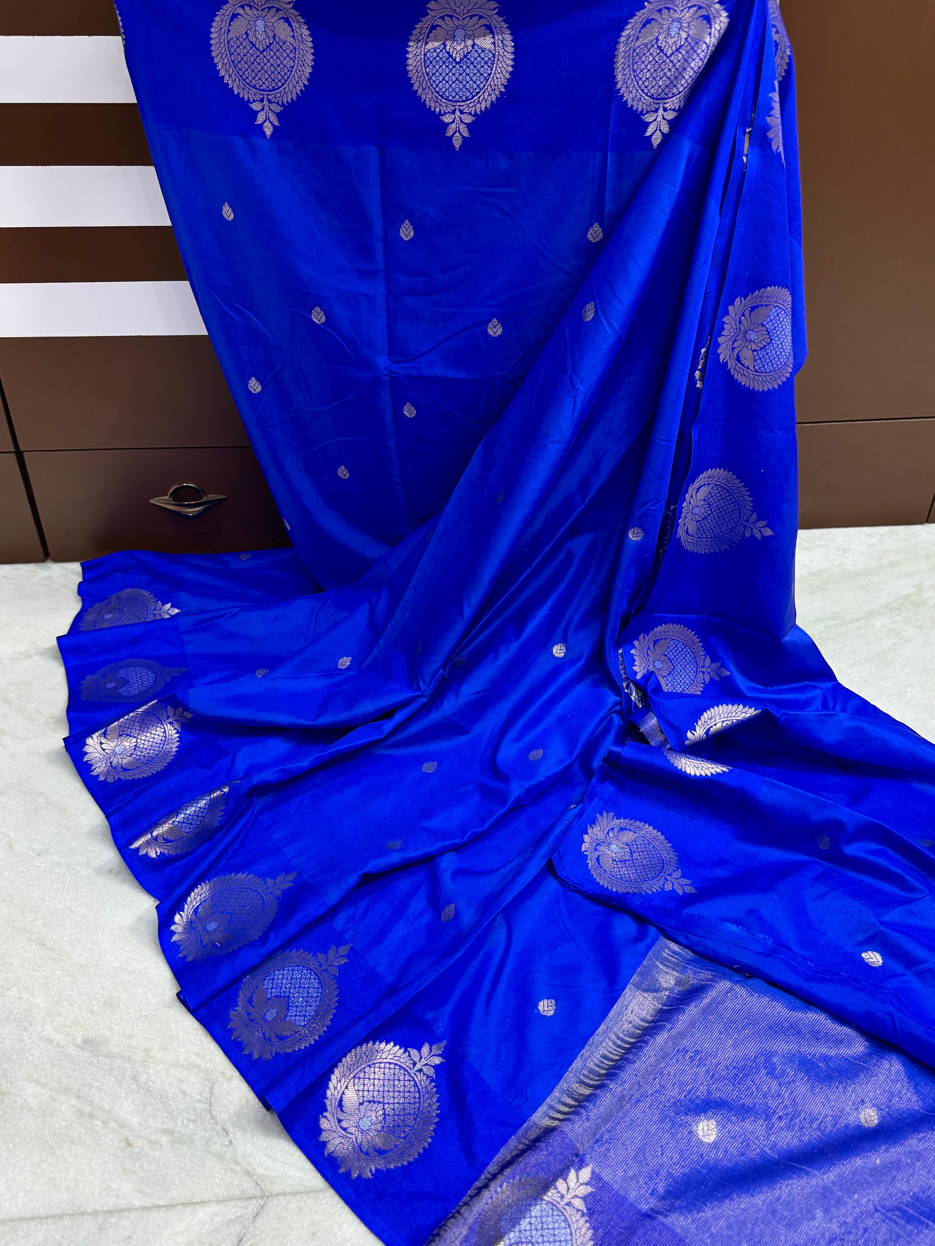 🦚 Royal Sapphire Banarasi Alfi Butta Saree 🦚