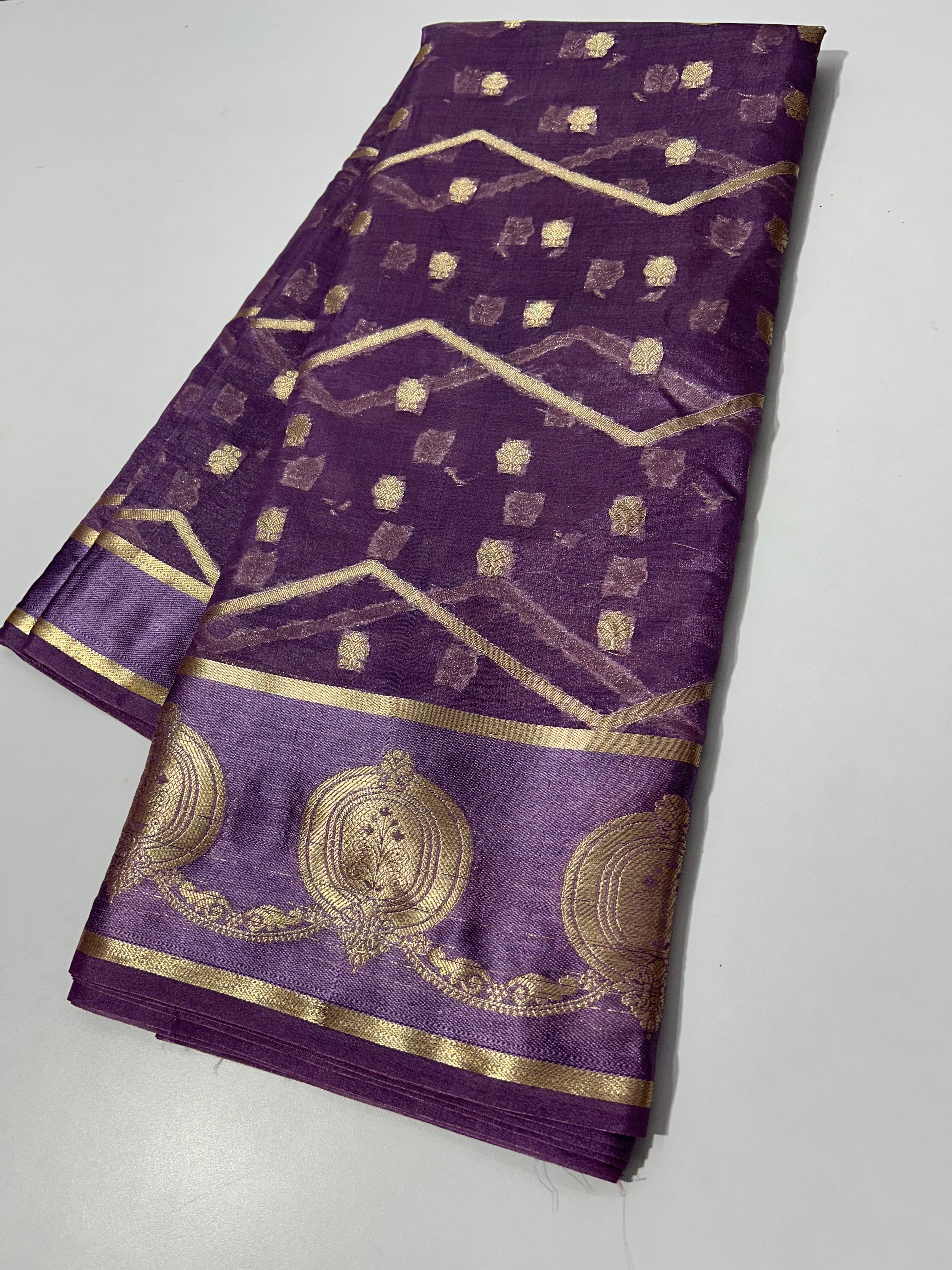 ✨ Handwoven Banarasi Dyeble Semi Katan Saree ✨