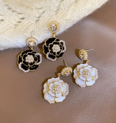 Noir & Pearl Bloom Dangles