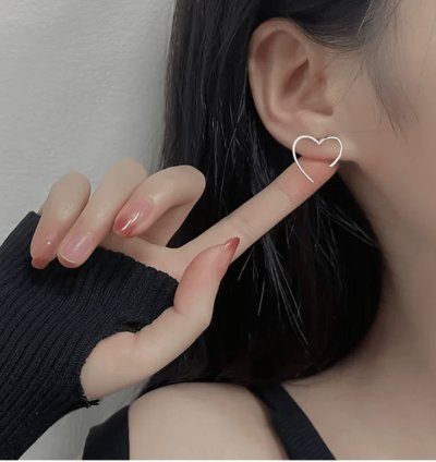 Black Bow Heart Studs