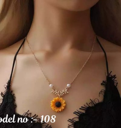 "Golden Sunflower Glow Necklace"